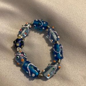 Blue glass beads women’s. Stretchy
